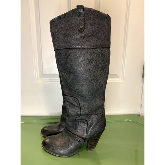 Sam Edelman Naharra Grey Heeled Leather Boots Size 10 - Picture 2 of 8